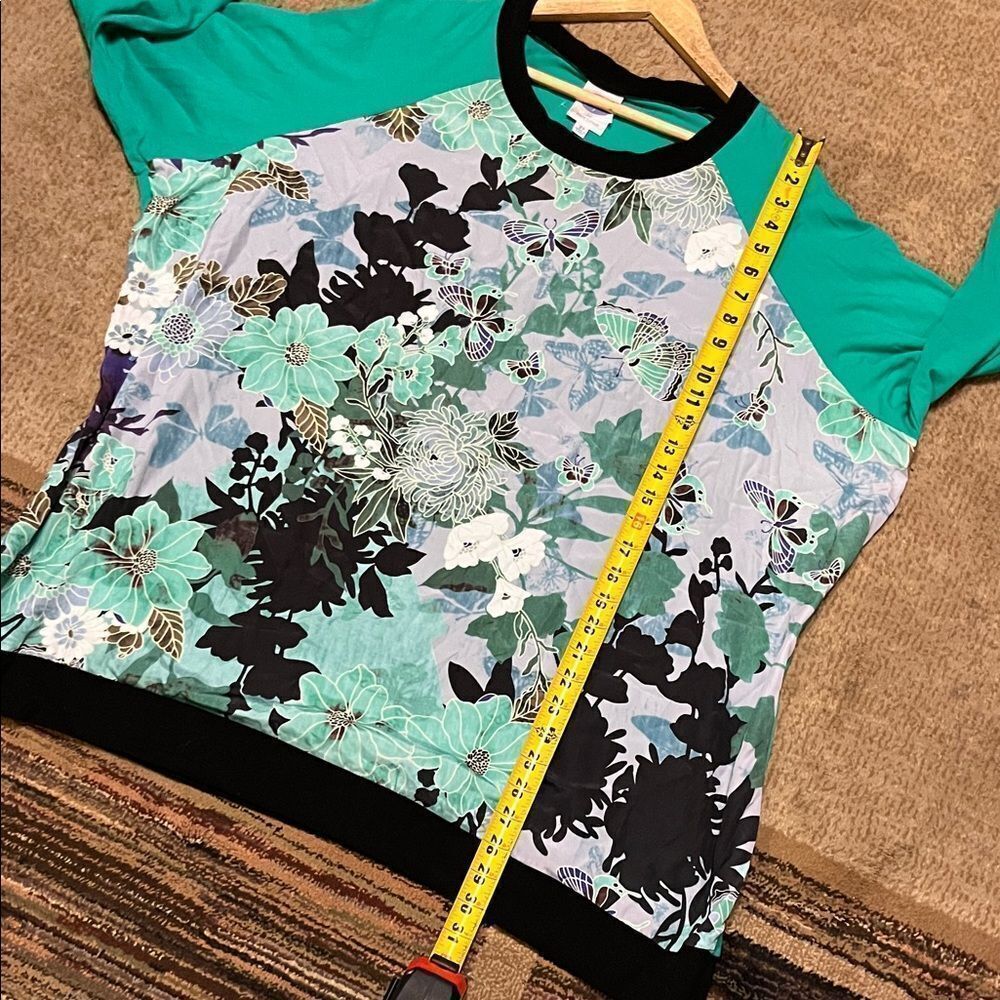 DG2 by Diane Gilman Floral Print Sweatshirt - Teal and Black - Picture 10 of 10
